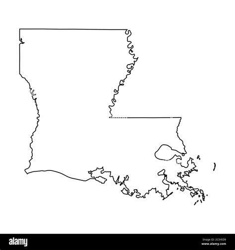 Louisiana La State Maps Black Outline Map Isolated On A White