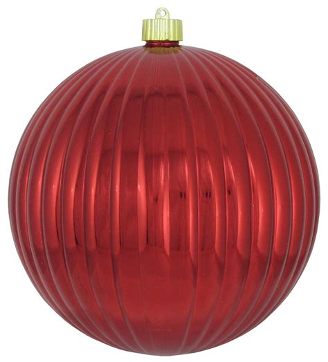 Christmas By Krebs Large Christmas Ornaments Ripple Ball Shiny Red 8