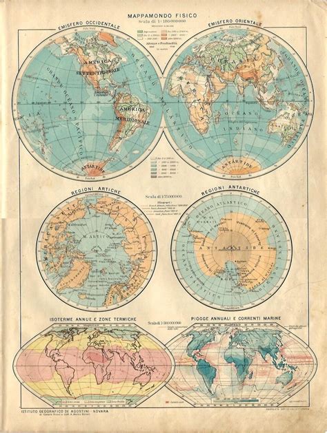 Carta Geografica Antica Mappamondo Planisfero Religioni Old Porn