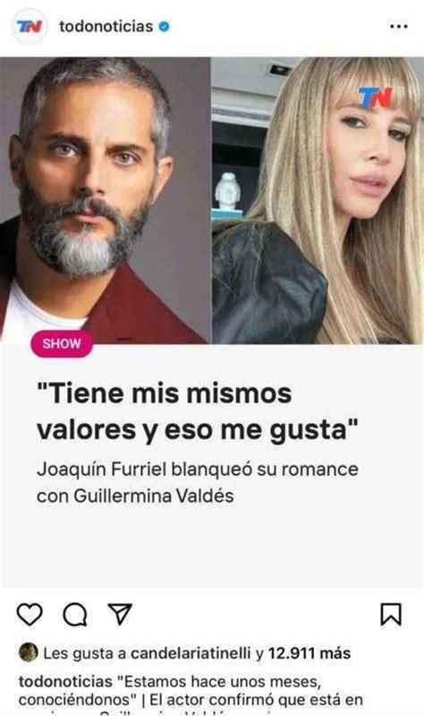 Guillermina Valdés dio detalles de su romance con Joaquín Furriel qué