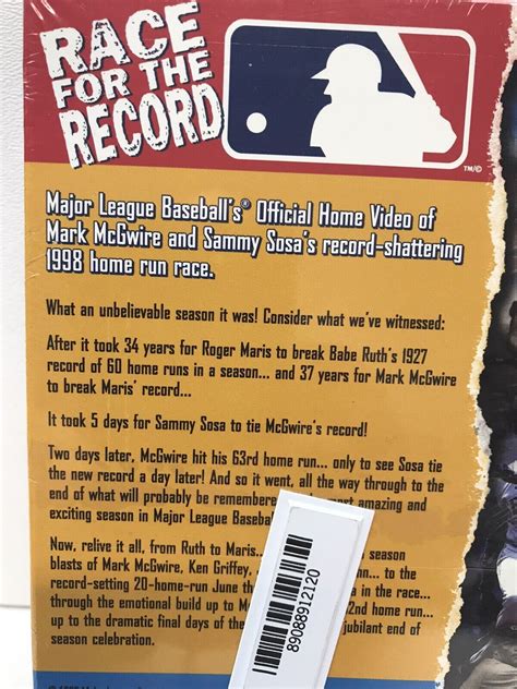 Race For The Record VHS 1998 MLB Baseball Polygram Video McGwire Sosa