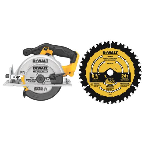 Shop DEWALT 20-Volt Max 6-1/2-in Cordless Circular Saw & 6-1/2-in 24 ...