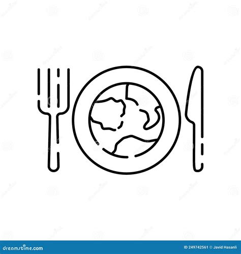 Global Food Crisis World Line Icon Grain Wheat Or Cornflour Hunger