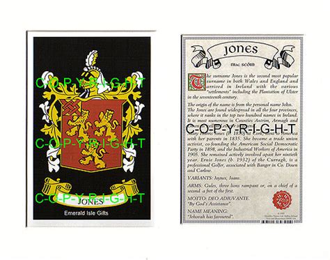 Heraldic Mounts - Jones Family Crest and History