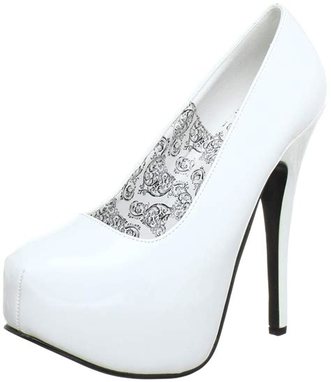 Pleaser Womens Teeze 06 Platform Pump Teeze 06 Heel White Patent By