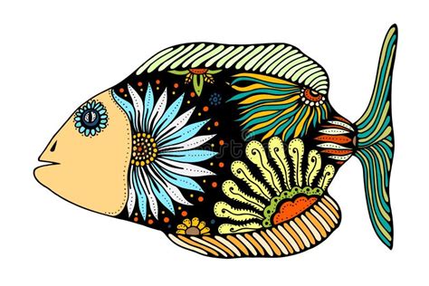 Zentangle Stilisierte Fische Vektor Abbildung Illustration Von Hand