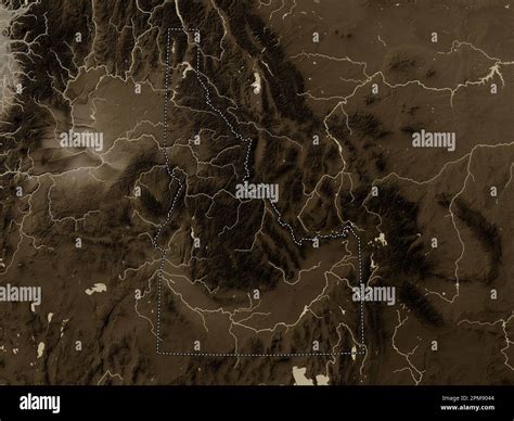 Idaho State Of United States Of America Elevation Map Colored In