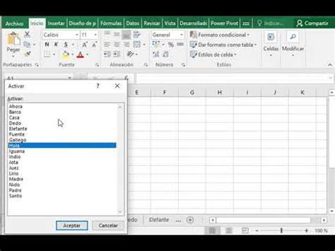 Moverse entre pestañas en Microsoft Excel mediante menú contextual y