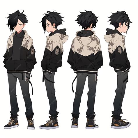 Premium Photo Trendy Anime Boy Character Turnaround Concept Art Sheet