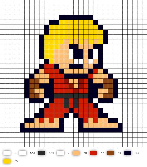 Street Fighter Pixel Art Grid