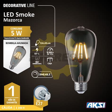 Foco Led Smoke Tipo Mazorca St19 5w Dimeable E27