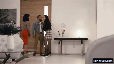 Busty Tattooed Tranny Babe Foxxy Sucks And Fucks Her Stepsis Black Bf