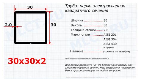 Труба нержавеющая 30х30х2 мм. квадратная. Вес погонного метра и ...