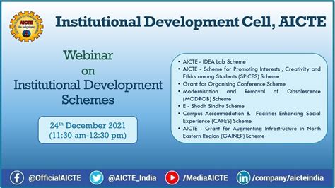 Webinar On Institutional Development Schemes Youtube