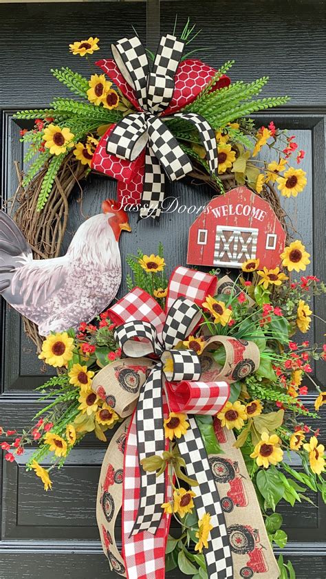 Rooster Wreath Farmhouse Wreath Rooster Front Door Wreath Farmhouse