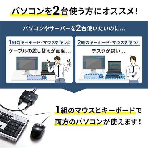 キーボード・マウス用パソコン切替器（21）｜サンプル無料貸出対応 Sw Km2uu サンワダイレクト