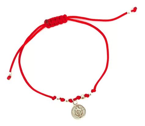 Pulsera San Benito Plata Fina 925 Cordón Rojo Cuotas sin interés