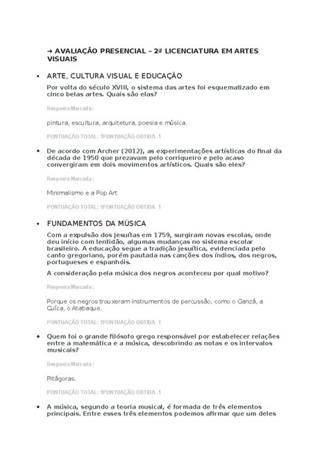 Nota Média Redação Para Passar Em Artes Visuais Ufes - Avaliação Presencial – 2ª Licenciatura EM Artes Visuais: Respostas e ...