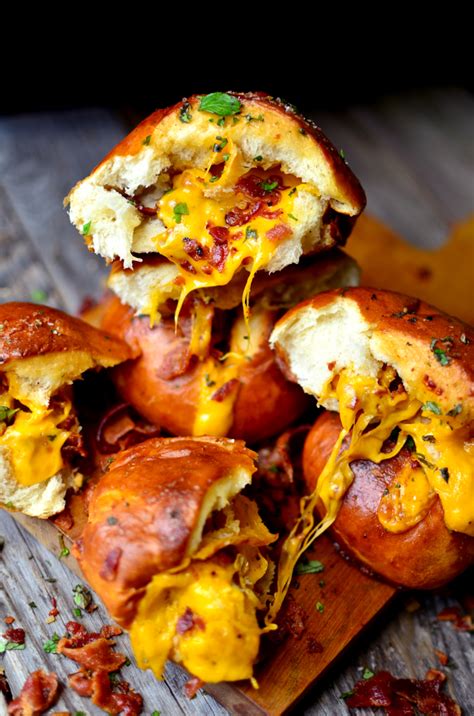 Yammie S Noshery Cheddar Bacon Stuffed Pretzel Buns