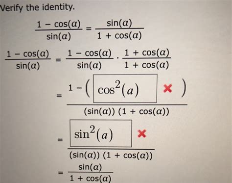 Solved Verify The Identity Cos A Sin A Sin A Cos A Chegg