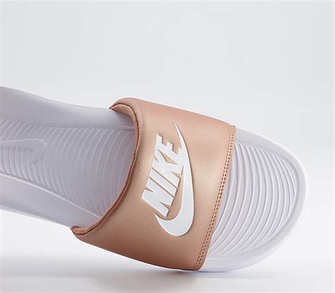 Nike Victori One Slides Metallic Red Bronze White White Womens Sandals