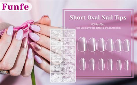 Amazon Short Oval Nail Tips Funfe 600Pcs Soft Gel Nail Tips Round