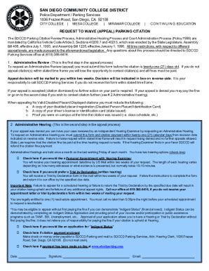 Fillable Online Request To Waive Parking Cite Fax Email Print Pdffiller
