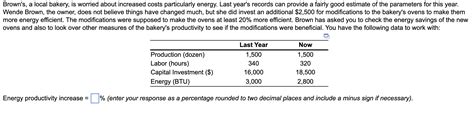 Solved Brown S A Local Bakery Is Worried About Increased Chegg