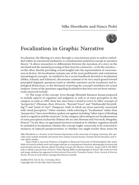 Focalization Horstkotte Pedri Libre Pdf Pdf Narrative Narration