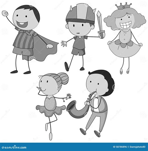 Kids In Different Role Play Stock Vector Image 58786896