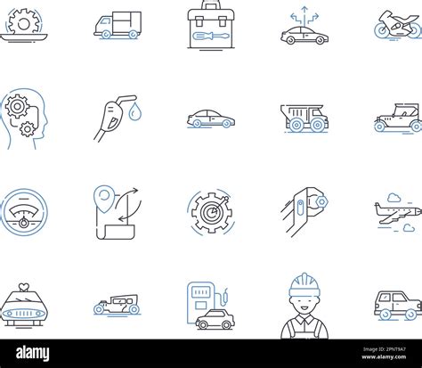 Haulage Line Icons Collection Cargo Trucking Transport Logistics