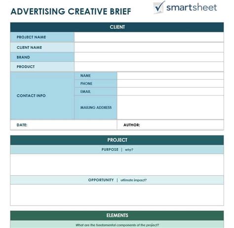 Free Creative Brief Templates Smartsheet