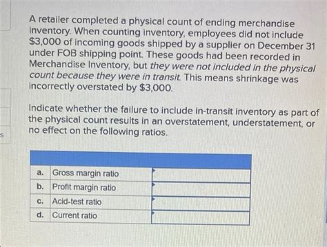 Solved A Retailer Completed A Physical Count Of Ending Chegg