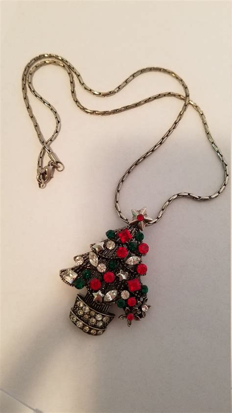 Vintage Large Christmas Tree Necklace - Etsy