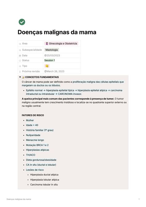 Solution Doen As Malignas Das Mamas Mastologia Ginecologia E Obstetr