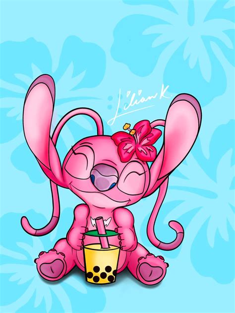 a pink cartoon character holding a yellow cup