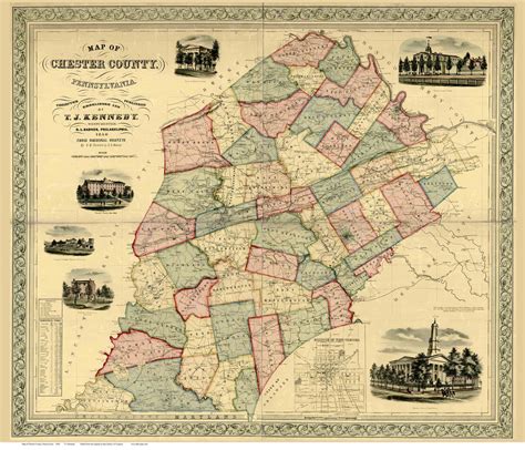 Chester County Pennsylvania 1856 Old Map Reprint Old Maps