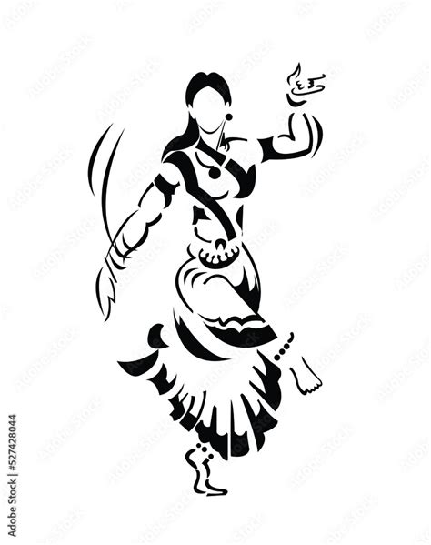 Kathak Dance Drawing Vector Illustration เวกเตอร์สต็อก Adobe Stock