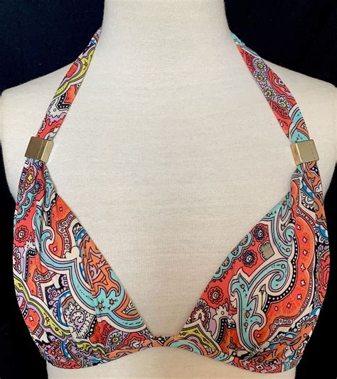 Victoria S Secret New Paisley Wireless Hottie Halter Bikini Top Nwot Small S Ebay