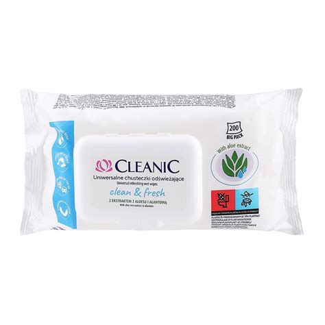 Влажные универсальные освежающие салфетки для рук и тела Cleanic Clean ...