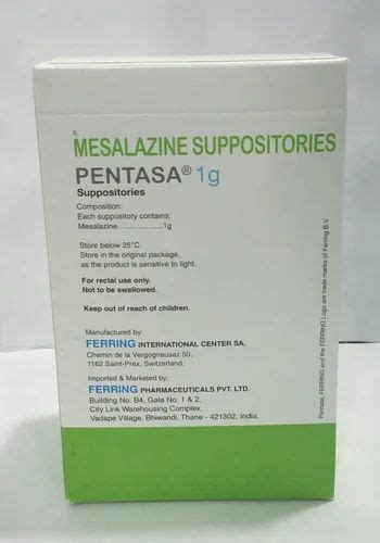 5 7 Working Days Mesalazine Pentasa 1gm Suppository Airway Worldwide At Rs 661 Pack In Nagpur