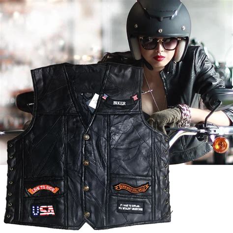 For MOTO Motorcycle Rider Vest Chaleco Motociclista Vintage Leather ...