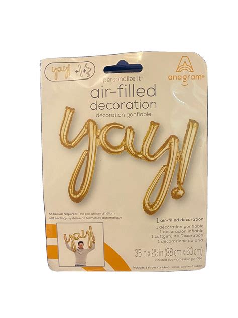 Anagram Gold Yay D Script Foil Balloon Party Supplies Ebay