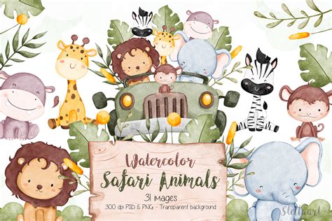 Watercolor Safari Animals Graphic by Stellaart · Creative Fabrica