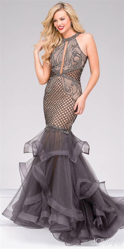 Embellished Tulle Sheer Back Mermaid Prom Gown By Jovani Jovani