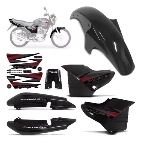 Kit Plásticos Pintado Yamaha Ybr 125 2005 Preto Adesivos