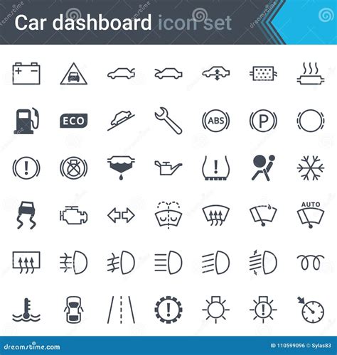 Car Dashboard Interface And Indicators Icon Set Service Maintenance