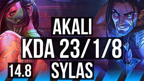 AKALI Vs SYLAS MID 23 1 8 Legendary 600 Games KR Grandmaster