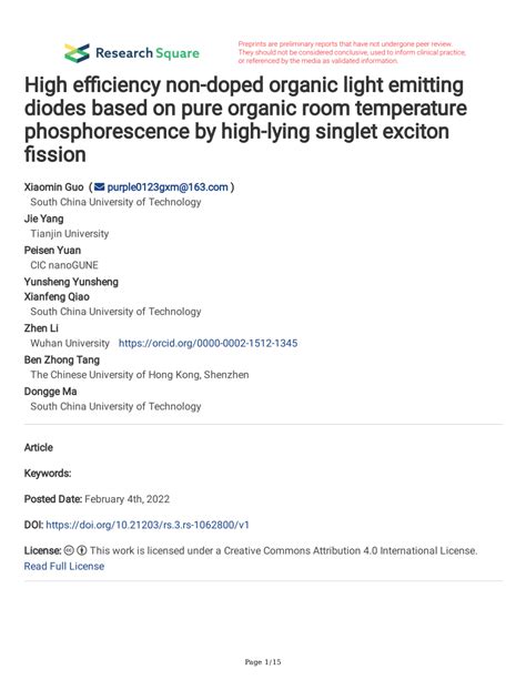 Pdf High Efficiency Non Doped Organic Light Emitting Diodes Based On