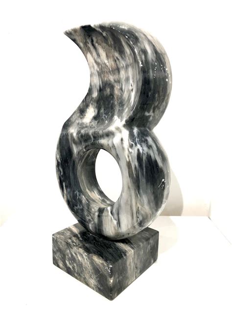 Contemporary Solid Black and White Abstract Sculpture For Sale at 1stDibs